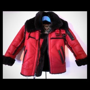 Boys 2T Red Shearling Coat
